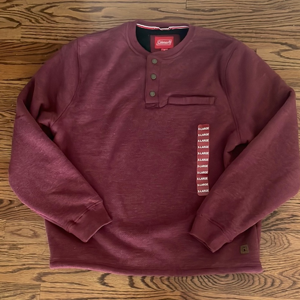 Coleman Burgundy Crewneck Sweater Soft Plush Fit